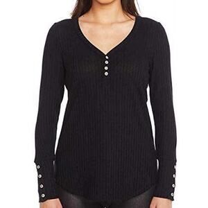 Chaser waffle thermal style fabric long sleeve shirt v-neck button detail size s